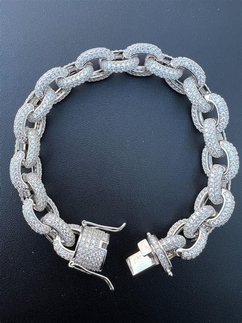 Rolo Hermes Link Bracelet Iced Out CZ Stones 